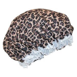 CTM Women's Satin Leopard Hair Roller Sleep Cap Cover